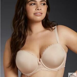 Torrid Beige Microfiber Push Up Demi Lace Bra 42C